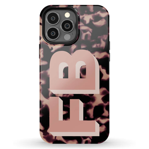 Custom 3D Initials Dark Tort iPhone Case